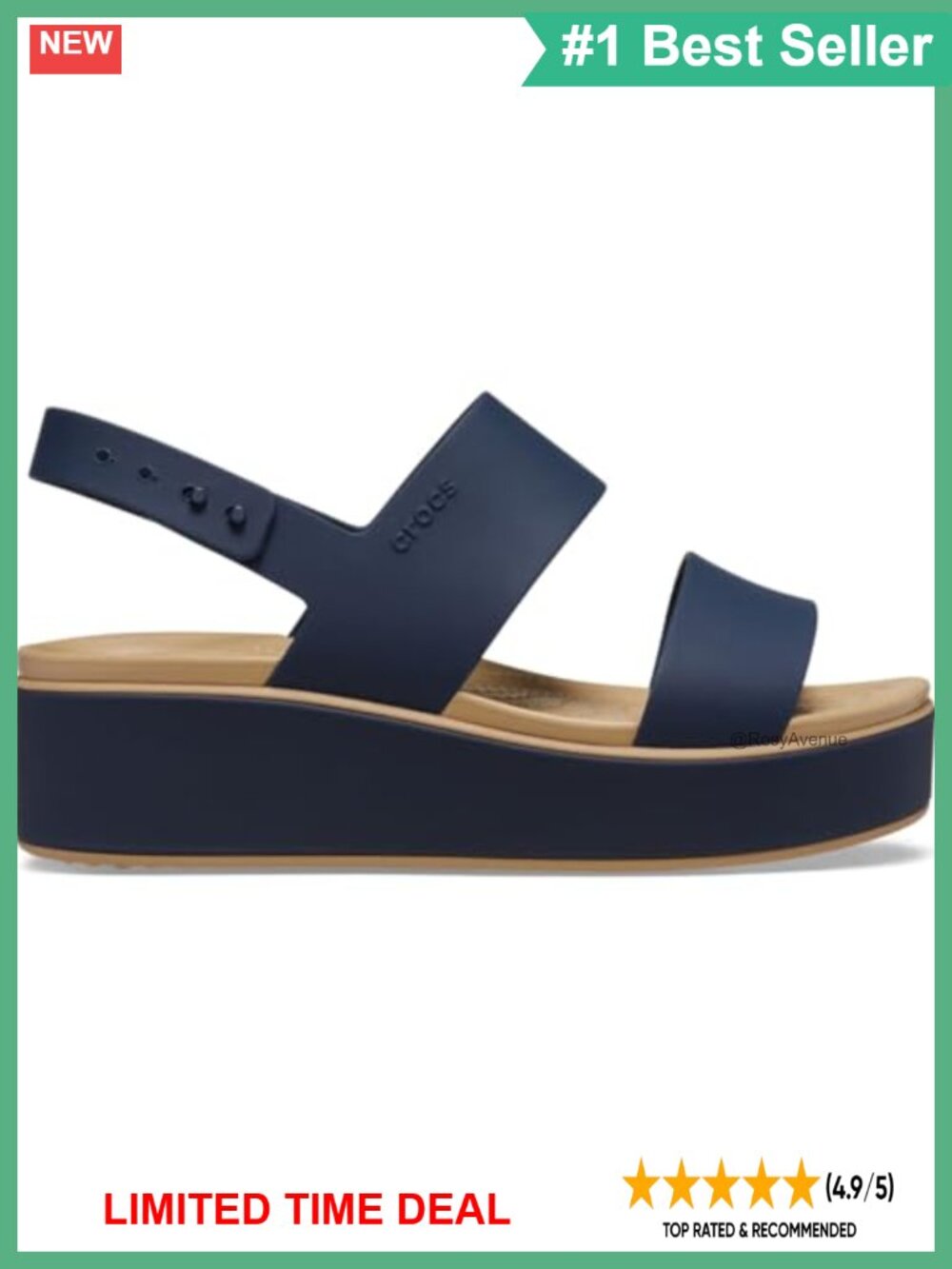 Crocs Brooklyn Low Wedge Sandals Cork LiteRide Comfort 1.9 Inch Wedge Heel